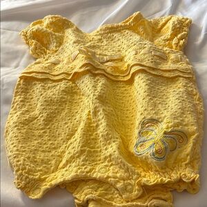 Baby Connection Yellow Textured Baby Romper with Butterfly Design 6-9 months